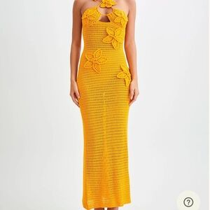 Elegant Yellow Crochet Dress